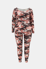 Load image into Gallery viewer, Plus Size Camouflage Top and Leggings Set