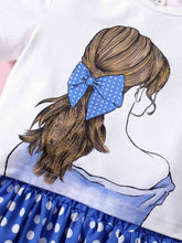 Load image into Gallery viewer, Graphic Bow Detail Top and Polka Dot Pleated Skirt Set