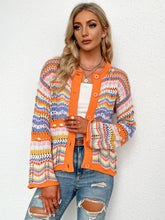 Load image into Gallery viewer, Chevron Stripes Openwork Cardigan