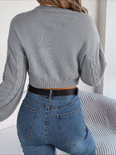 Load image into Gallery viewer, Cable-Knit Round Neck Cropped Sweater