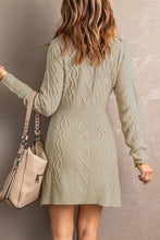 Load image into Gallery viewer, Mixed Knit Crewneck Mini Sweater Dress