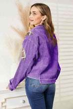 Load image into Gallery viewer, Football Patch Raw Hem Shacket