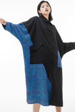 Load image into Gallery viewer, Mixed Print Button Down Midi Shirt Dress with Pockets