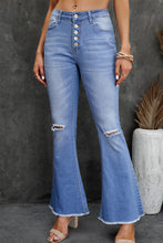 Load image into Gallery viewer, High Waist Button Fly Flared Jeans