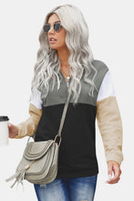 Load image into Gallery viewer, Colorblock Half Zip Drawstring Sweatshirt