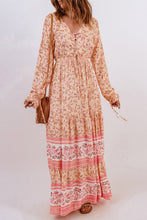 Load image into Gallery viewer, Bohemian Lace-Up Long Sleeve Maxi Dress