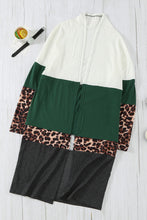 Load image into Gallery viewer, Leopard Color Block Open Front Longline Cardigan