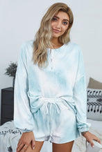 Load image into Gallery viewer, Quarter-Button Top and Drawstring Shorts Loungewear Set