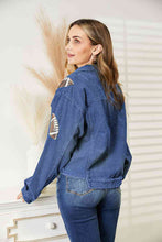 Load image into Gallery viewer, Football Patch Raw Hem Shacket