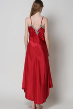 Load image into Gallery viewer, Full Size Lace Trim V-Neck Spaghetti Strap Satin Night Dress