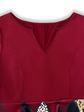 Load image into Gallery viewer, Plus Size Printed Tie Front Notched Long Sleeve Dress