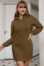 Load image into Gallery viewer, Drawstring Long Sleeve Hooded Dress