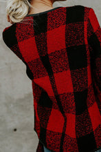 Load image into Gallery viewer, Women's Plaid Long Sleeve Asymmetric Collar Open Front Coat