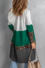 Load image into Gallery viewer, Leopard Color Block Open Front Longline Cardigan