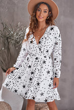 Load image into Gallery viewer, Star Print Dropped Shoulder Surplice Dress