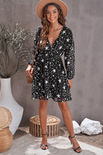 Load image into Gallery viewer, Star Print Dropped Shoulder Surplice Dress