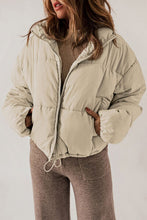 Load image into Gallery viewer, Zip Up Collared Neck Long Sleeve Winter Coat