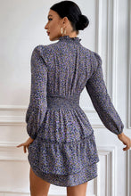 Load image into Gallery viewer, Floral Ruffle Collar Smocked Waist Layered Dress