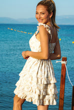 Load image into Gallery viewer, Floral Cutout Ruffle Shoulder Tiered Mini Dress