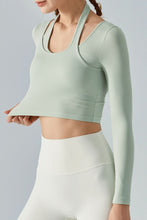 Load image into Gallery viewer, Halter Neck Long Sleeve Cropped Sports Top