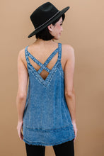 Load image into Gallery viewer, Doe & Rae Forever Young Mineral Wash Denim Sleeveless Top