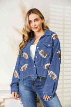 Load image into Gallery viewer, Football Patch Raw Hem Shacket