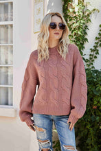Load image into Gallery viewer, Mixed Knit Crewneck Drop Shoulder Sweater