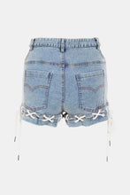 Load image into Gallery viewer, Lace-Up Cutout Denim Shorts