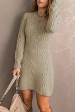 Load image into Gallery viewer, Mixed Knit Crewneck Mini Sweater Dress