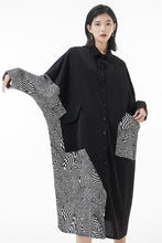 Load image into Gallery viewer, Mixed Print Button Down Midi Shirt Dress with Pockets