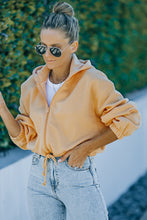 Load image into Gallery viewer, Zip Up Drawstring Detail Cropped Hoodie