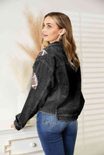 Load image into Gallery viewer, Football Patch Raw Hem Shacket