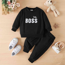 Load image into Gallery viewer, LITTLE BOSS Round Neck Long Sleeve Tee and Pants Set