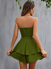 Load image into Gallery viewer, Strapless Belted Layered Romper