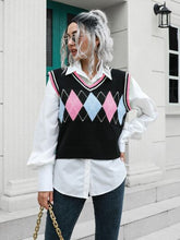 Load image into Gallery viewer, Geometric V-Neck Sweater Vest