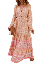 Load image into Gallery viewer, Bohemian Lace-Up Long Sleeve Maxi Dress