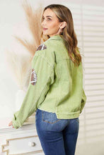 Load image into Gallery viewer, Football Patch Raw Hem Shacket