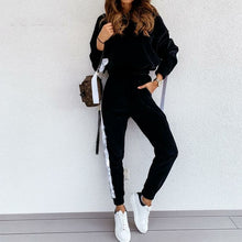 Load image into Gallery viewer, Velvet Women Set Long Sleeve Crop Hoodies And Pants