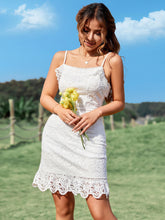 Load image into Gallery viewer, Lace Ruffle Hem Spaghetti Strap Dress