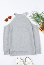 Load image into Gallery viewer, Halloween Graphic Cold-Shoulder Distressed Sweatshirt