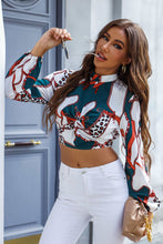 Load image into Gallery viewer, Printed Twist Front Mock Neck Crop Top