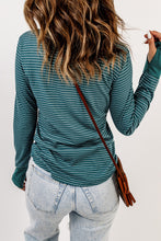 Load image into Gallery viewer, Striped Quarter-Snap Thumbhole Sleeve Top