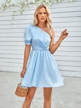 Load image into Gallery viewer, One-Shoulder Puff Sleeve A-Line Dress