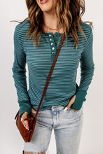 Load image into Gallery viewer, Striped Quarter-Snap Thumbhole Sleeve Top