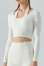 Load image into Gallery viewer, Halter Neck Long Sleeve Cropped Sports Top