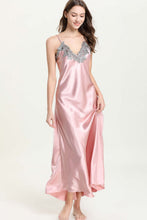 Load image into Gallery viewer, Full Size Lace Trim V-Neck Spaghetti Strap Satin Night Dress
