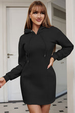 Load image into Gallery viewer, Drawstring Long Sleeve Hooded Dress