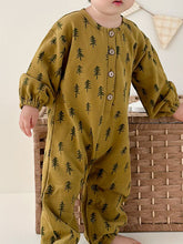 Load image into Gallery viewer, Printed Button Up Dropped Shoulder Jumpsuit