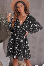 Load image into Gallery viewer, Star Print Dropped Shoulder Surplice Dress