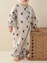 Load image into Gallery viewer, Printed Button Up Dropped Shoulder Jumpsuit